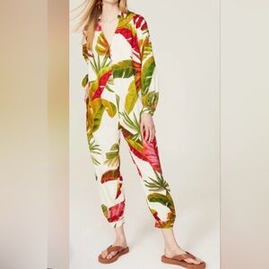 FARM Rio Spring Forest Leaf Print Jumpsuit Small